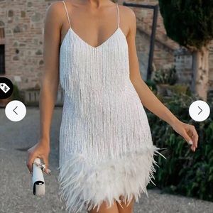 Feather Sequin Tassels Dress